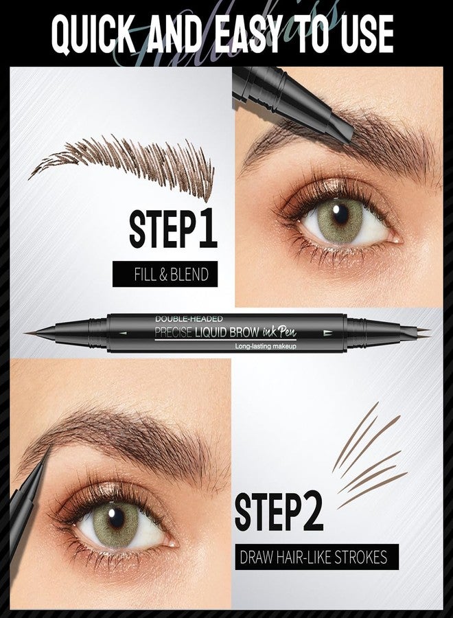 FYEBOO Curved Eyebrow Pen - Eyebrow Pencil, Dual-Ended 2-Tip Eyebrow Pen with Precision Nibs, 0.01mm Ultra-Fine Tips Create Natural Hair-Like Brows, Last All-Day (01# Light Brown) - Image 2